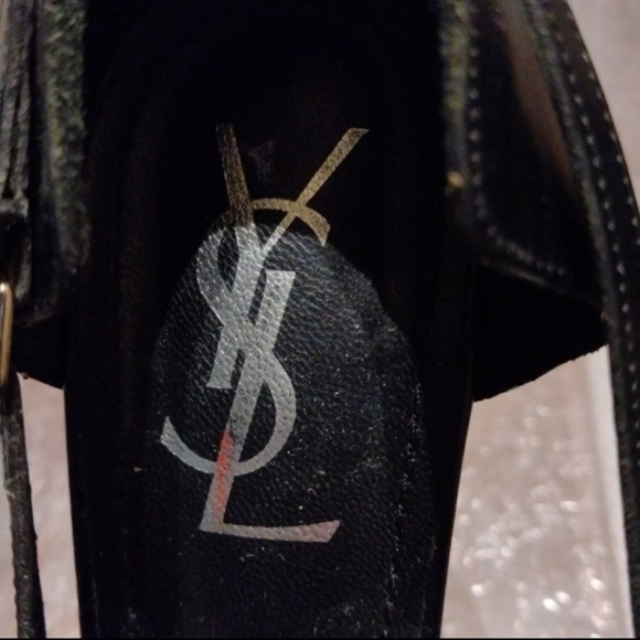 Yves saint Laurent black ankle strap platform block heel pump size 39.5 - Picture 5 of 6